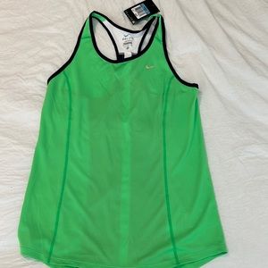 NWT Nike women’s running tank drifit bright green with navy and white. Medium